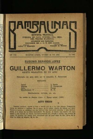 Guillermo Warton : boceto dramático en un acto