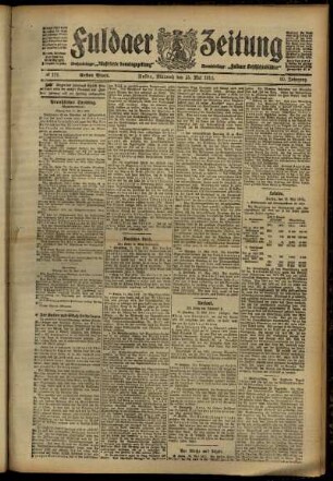 Erste Ausgabe vom Mittwoch, den 15. Mai 1912.