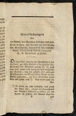 Untersuchung über die Mittel, den Menschnen sittlicher und weiser zu machen,...