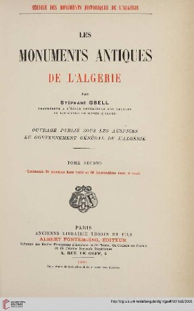 Band 2: Les monuments antiques de l'Algérie