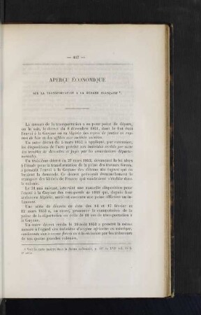 Apercu economique