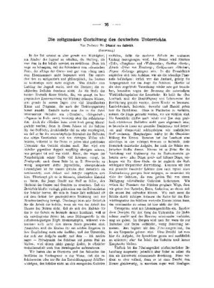 Die zeitgemässe Gestaltung des deutschen Unterrichts : (Fortsetzung)