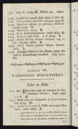 Classis IV. Theologi Scriptores