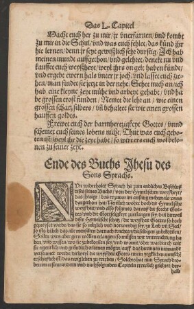 Ende des buchs Jhesu des Sons Syrachs.