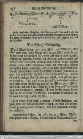 Die Stich-Rechnung
