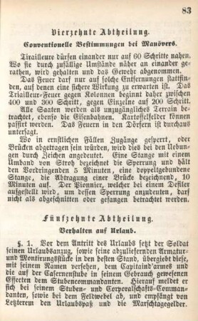 Fünfzehnte Abtheilung. Verhalten auf Urlaub.
