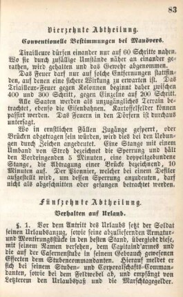 Fünfzehnte Abtheilung. Verhalten auf Urlaub.
