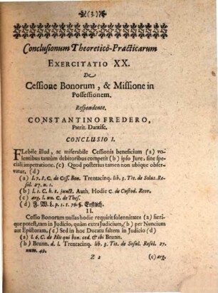 Conclusiones theoretico-practicae ad Pandectas : Exerc. XX., de concessione bonorum ...
