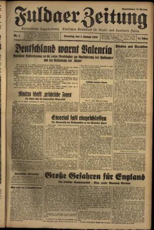 Erste Ausgabe vom Dienstag, den 05. Januar 1937.