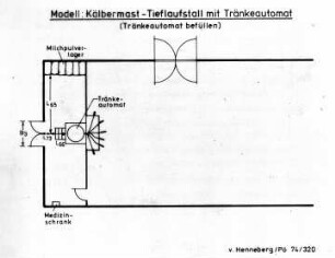 Modell: Kälbermast - Tieflaufstall mit Tränkeautomat (Tränkeautomat befüllen)