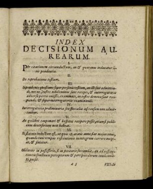 Index Decisionum Aurearum.