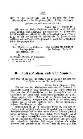 Ressortverhältniß bei den Handwerker-Fortbildungsschulen im Regierungsbezirk Sigmaringen : [I. Allgemeine Verhältnisse der Behörden und Beamten]