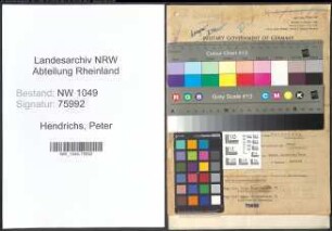 Entnazifizierung Peter Hendrichs , geb. 25.11.1898 (Verwaltungssekretaer)