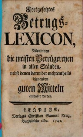 Fortgesetztes Betrugs-Lexicon
