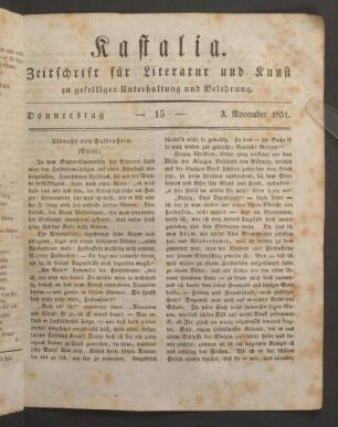 Ausgabe vom 31. October 1831.