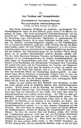 457-458, IV. Aus Vereinen und Versammlungen