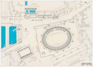 Wettbewerb für die 20. Olympischen Spiele 1972, München-Oberwiesenfeld: Lageplan Umgang Oberring 1. OG, 1:500