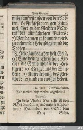 24. Frag. Wie werden diese Articul abgetheilet?