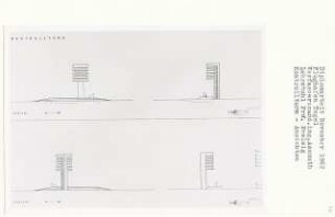 Flughafen Tegel, Berlin-Reinickendorf (Diplomarbeit bei Peter Poelzig): Kontrollturm, Ansichten 1:200