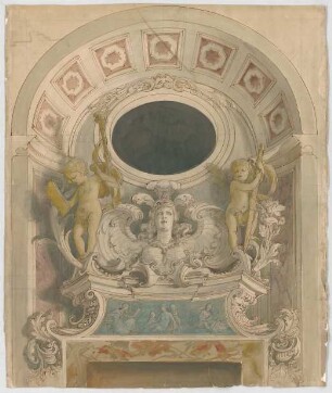 Thiersch, Friedrich von; München; Justizpalast - Dekorationsentwurf für eine Nische (Perspektive)