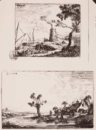 1. Seelandschaft mit Turm in holländischem Geschmack, 2. Flußlandschaft