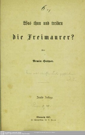 Was thun und treiben die Freimaurer?