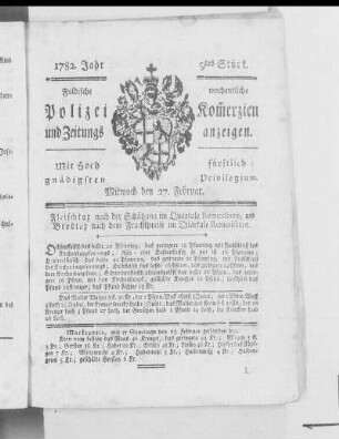 9tes Stück., Ausgabe vom 27. Februar 1782