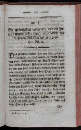§. IV. Die Unkeuschheit verderbet, was die Jugend Gutes hoffen kann, in Rücksicht des künftigen Glückstandes ihrer zeitlichen Güter.