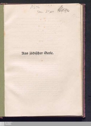 Aus jüdischer Seele : Gedichte