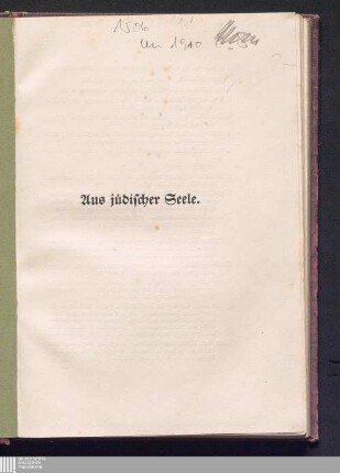 Aus jüdischer Seele : Gedichte