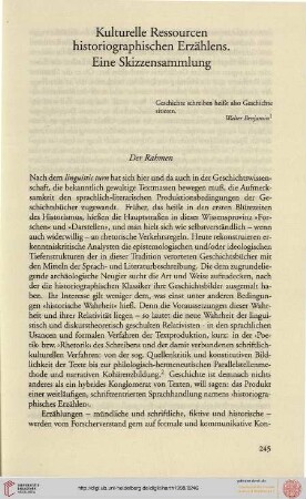 Kulturelle Ressourcen historiographischen Erzählens