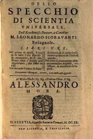 Dello Specchio di Scientia Universale