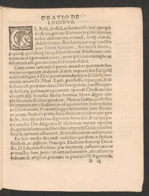 Oratio de Legibus.