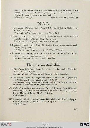 Plaketten und Kußtafeln (Nr. 387-396)