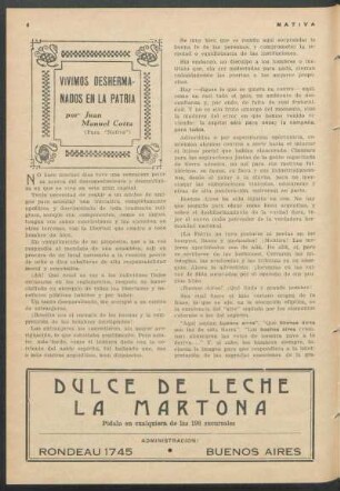 Vivimos deshermanados en la Patria