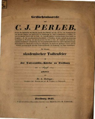 Gedächnißrede auf C. J. Perleb