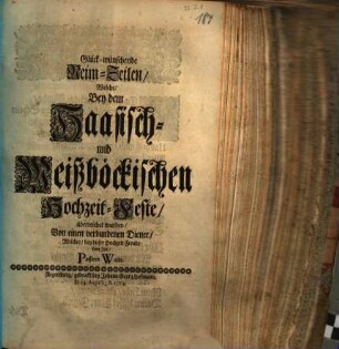 Glück-wünschende Reim-Zeilen, Welche, Bey dem Haasisch- und Weißböckischen Hochzeit-Feste, überreicht wurden
