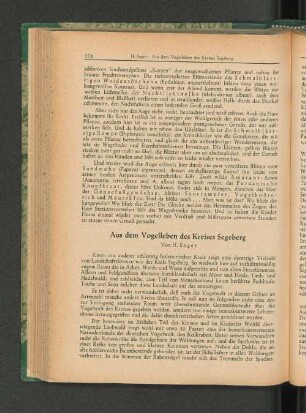 Aus dem Vogelleben des Kreises Segeberg