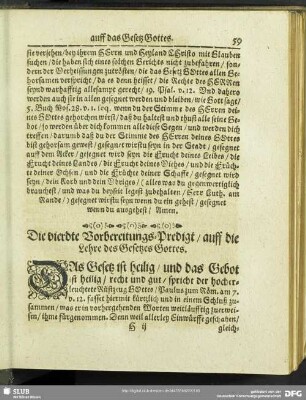 Die vierdte Vorbereitungs-Predigt, auff die Lehre des Gesetzes Gottes
