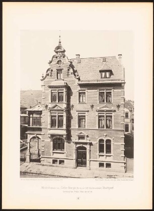 Wohnhaus Haaga, Stuttgart: Ansicht (aus: Moderne Neubauten, 1.Jg., 1894, hrsg. W. Kick)