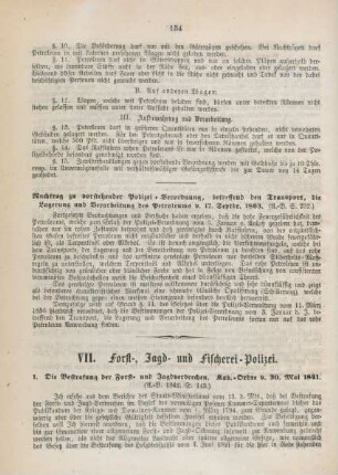 VII. [VIII.] Forst-, Jagd- und Fischerei-Polizei