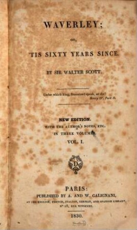 Waverley, or, 'tis sixty years since : in three volumes, 1