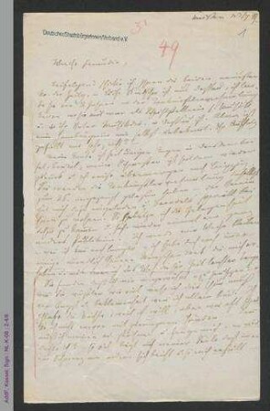 Brief von Louise Otto-Peters an eine Freundin
