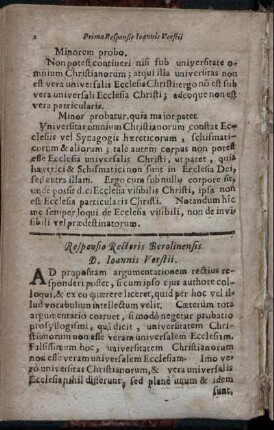 Responsio Rectoris Berolinsensis D. Joannis Vorstii