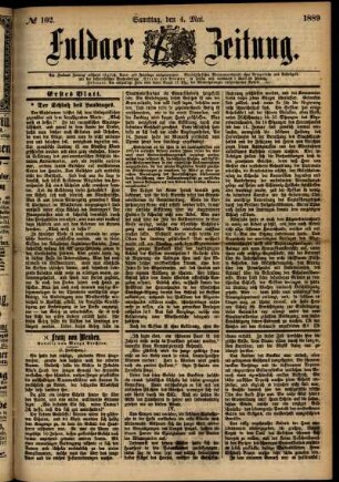 Erste Ausgabe vom Samstag, den 04. Mai 1889.
