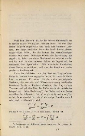 Geschichte des Restes der Taylor'schen Reihe