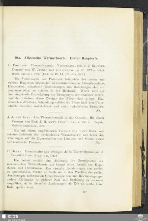 19a. Allgemeine Wärmetheorie. Erster Hauptsatz