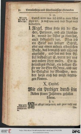 X. Capitel: Wie ein Prediger durch sein Reden seinen Zuhoerern gefallen koenne
