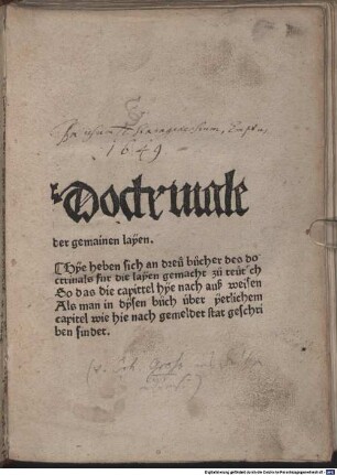 Doctrinale der gemainen layen