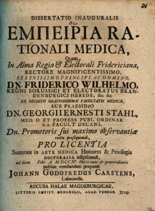 Diss. inaug. de empeiria rationali medica